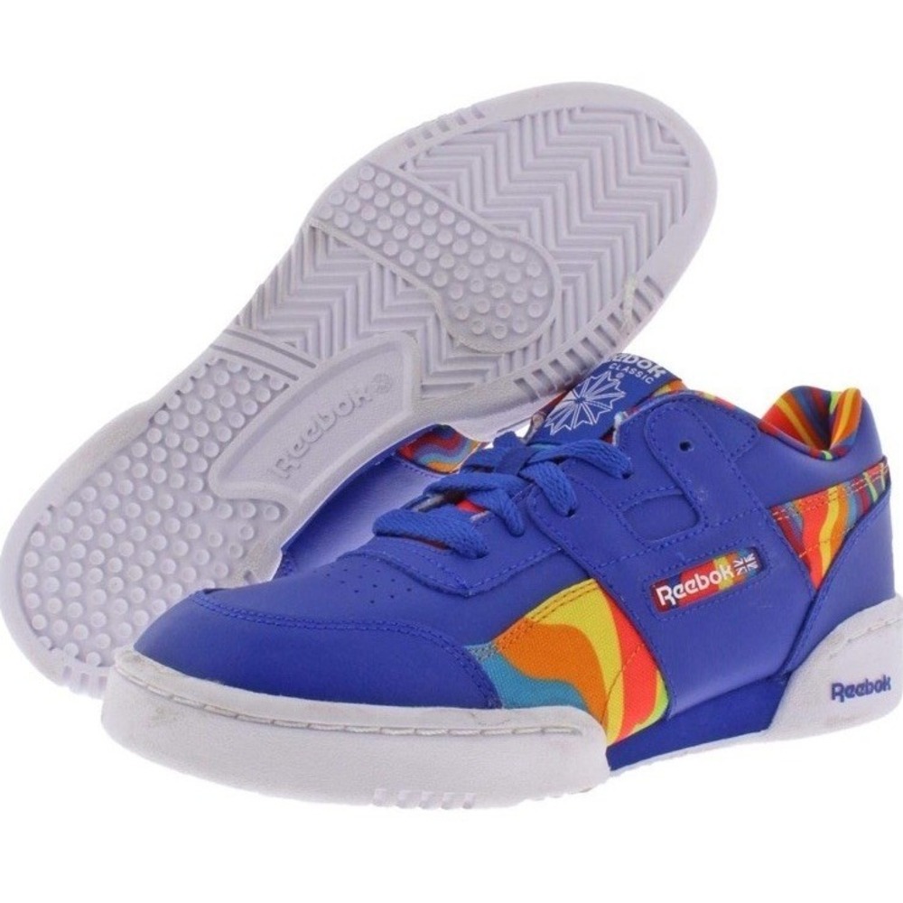 #83 Reebok Plus Work Out Men Shoes Bright Blue 7475 Retro Vibe Size7